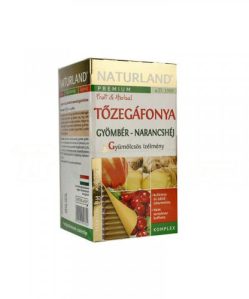 Naturland gyümölcstea tőzegáfonya-gyömbér narancshéj 20x2g 40 g
