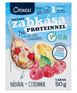 Cornexi málnás-citromos protein zabkása édesítoszerrel, vegán 50g