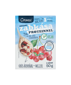 Cornexi vörösáfonyás-meggyes protein zabkása édesítoszerrel, vegán 50g