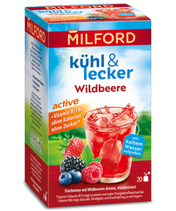 Milford kühl & lecker active erdei gyümölcs ízű hidegen készíthető gyümölcstea 20db 50 g