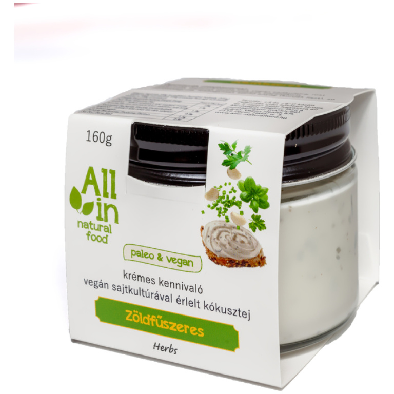 ALL IN zöldfűszeres vegán sajtkultúrával értlelt kókusztej 160 g