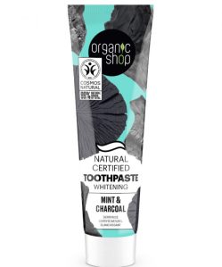Organic Shop bio minősített fehérítő fogkrém mentával és szénnel 100 g