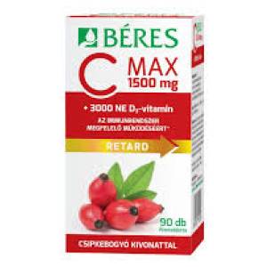 Béres c-max 1500mg csipkebogyó+d3-vitamin 3000ne retard filmtabletta 90 db