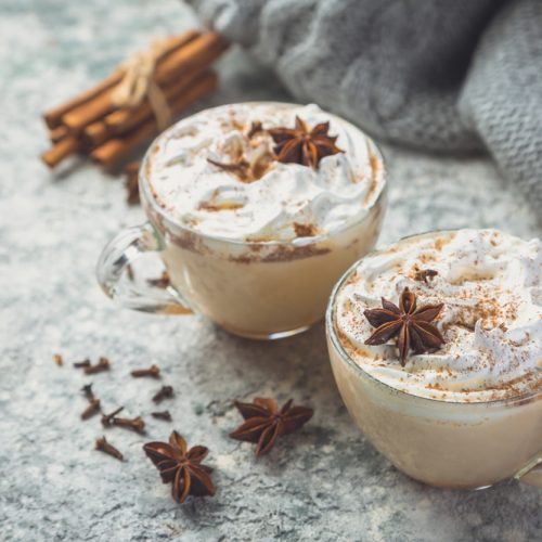 chai,latte,and,ingredients,on,concrete,background,,toned