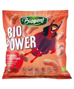 biopont bio power extrudált kukorica valódi eperporral 55 g