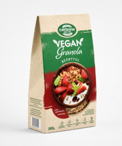 cerbona vegán granola müzli piros gyümölcsös 300 g