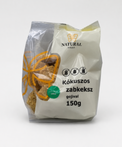 natural gluténmentes zabkeksz kókusszal és gojival 150 g