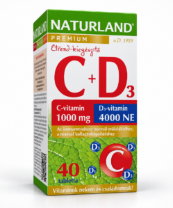 naturland 1000mg c vitamin+4000ne d vitamin tabletta 40 db
