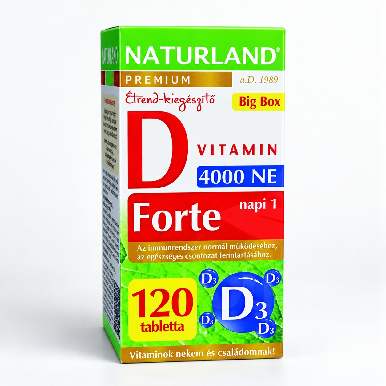 naturland prémium d vitamin forte tabletta 120 db