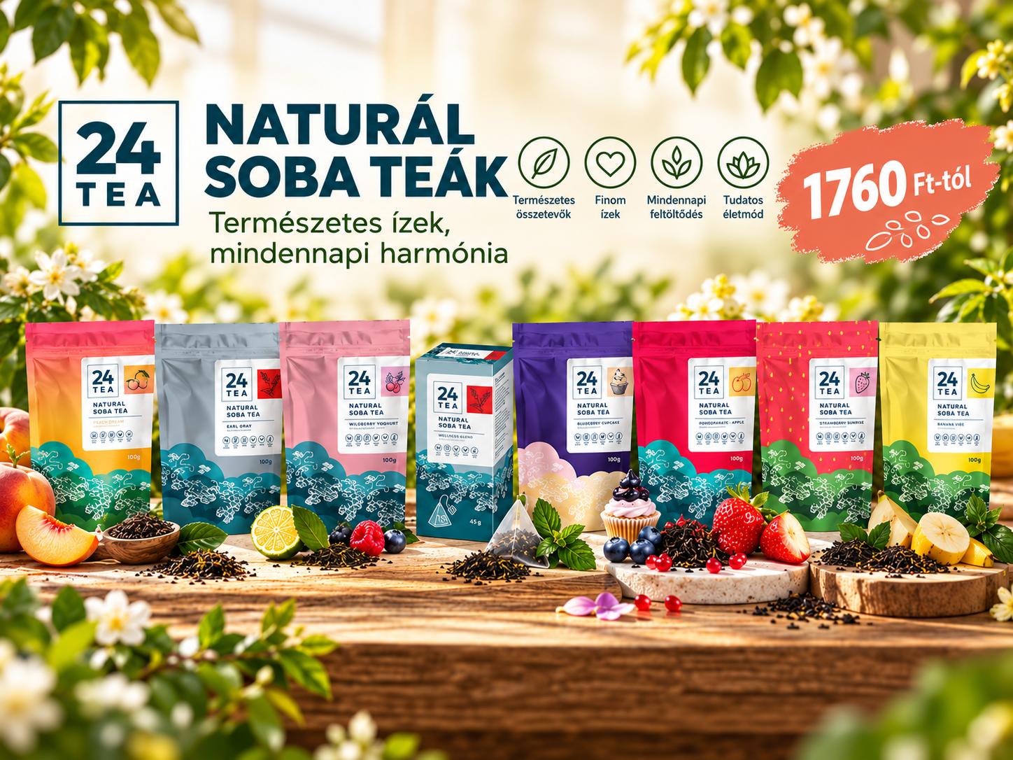 természetes ízek teabannerja mobil