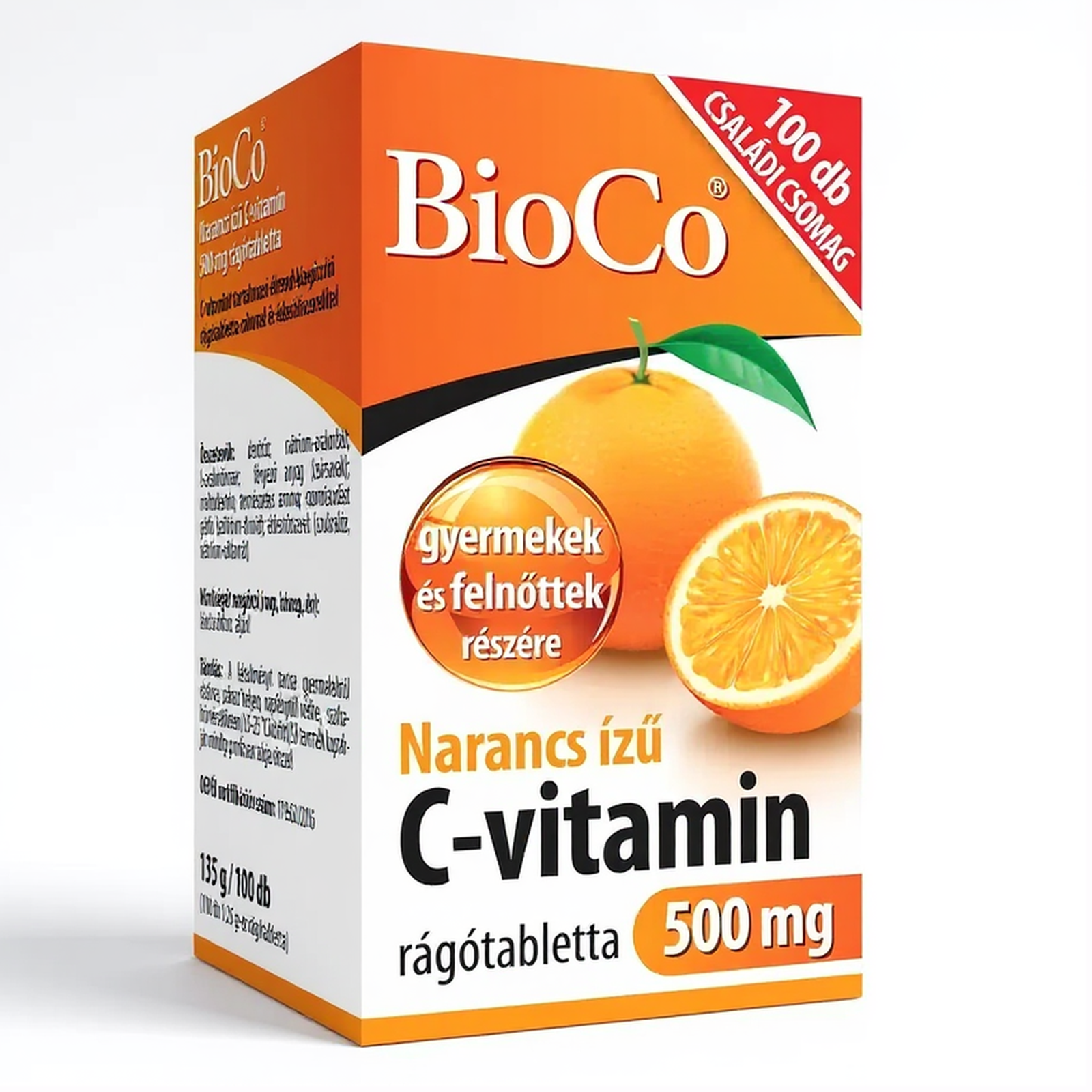 BioCo Narancs ízű C-vitamin 500 mg rágótabletta 100db